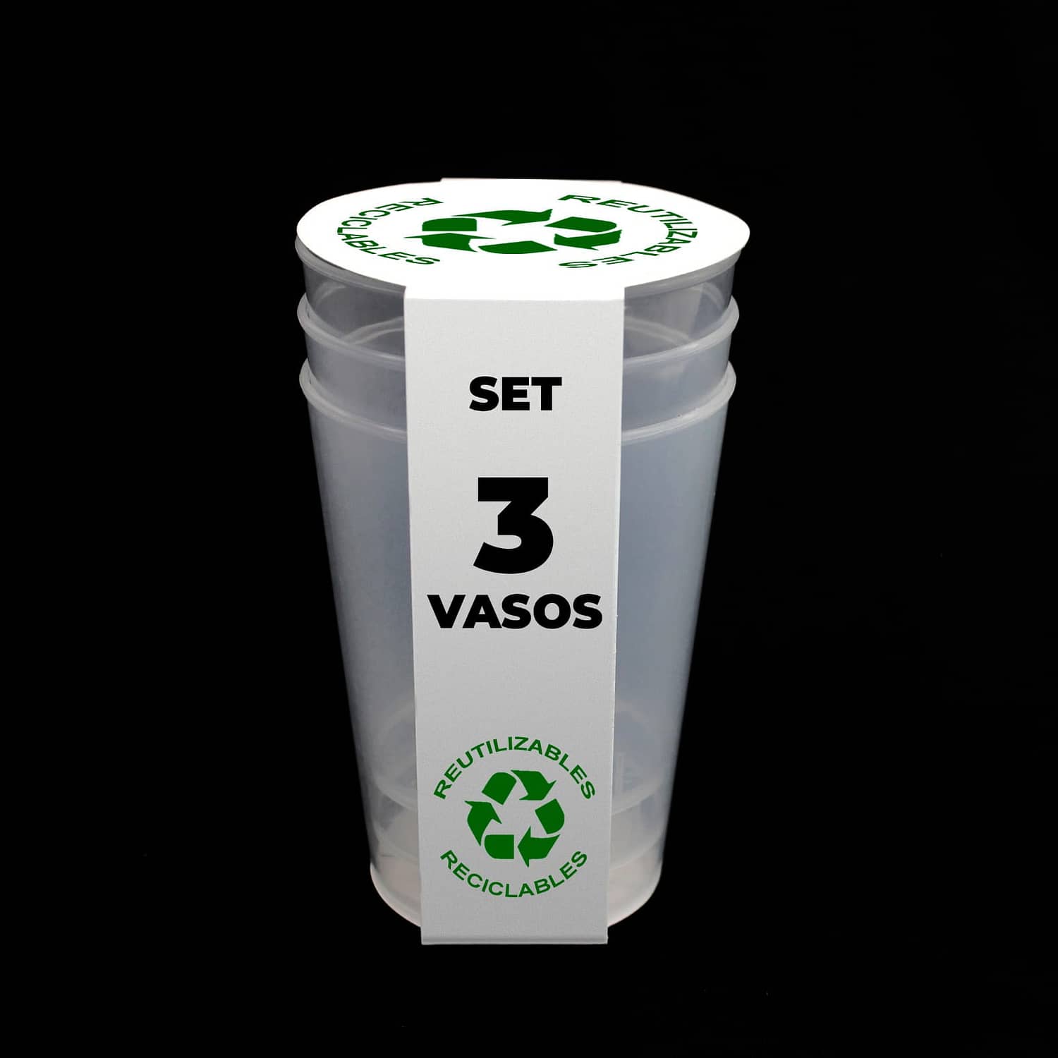 Set vasos reutilizables reciclables reutilizables grosor intermedio